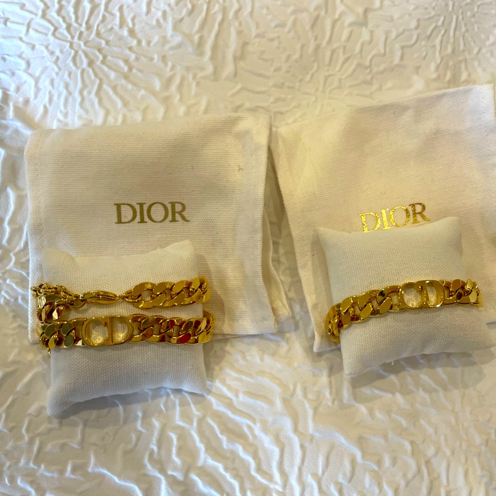 BRAND NEW AUTHENTIC CHRISTIAN DIOR matching chain necklace and bracelet